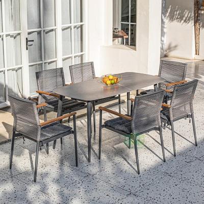 China (E3090+9100) eco-friendly outdoor patio dining cast aluminum table and chair set furniture for sale