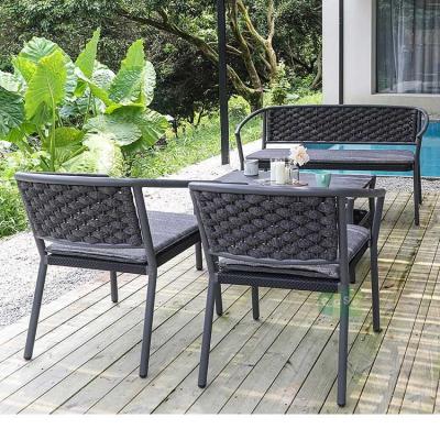 China (E3037) Eco-friendly European Outdoor Furniture Home And Garden Metal Rope Sofa Set for sale