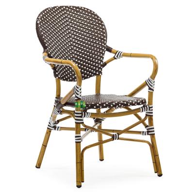 China Outdoor Restaurant Furniture Eco-Friendly Stackable French Rattan Bistros (E3011) Dining Chairs for sale