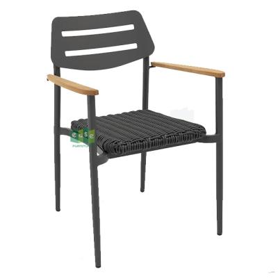 China Eco-friendly Aluminum Patio Wicker Rattan (E1323) Dining Chair Black Color For Outdoor Garden for sale