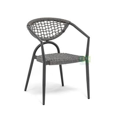 China (E1015) Eco-friendly Wholesale Outdoor Garden Cafe Black Weave Rope Dining Chair Furniture for sale