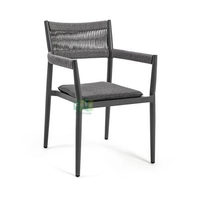 China Eco-friendly Modern Outdoor Black Rope Weaving Arm (E3086) Garden Dining Chair Furniture for sale