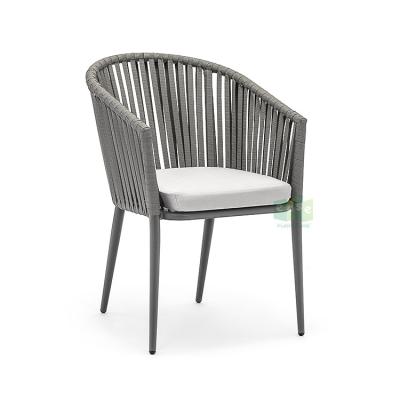 China (E7083R) Eco-Friendly Outdoor Patio Dining Furniture Stackable Rope Woven Wicker Indoor Dining Chair for sale