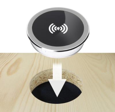 China 2019 Qi-enabled Devices Innovation Furniture Recessed Charger Pad Restaurant Table Mobile Phone Wireless Charger for sale