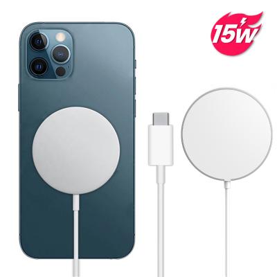 China 2021 FOD Function New Arrival 15w Portable Slim Magnetic Charging Wireless Charger With Cable For Iphone12 pro for sale