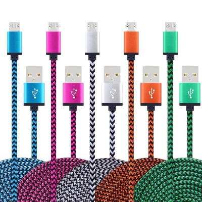 China Cheap Fast Charge 2A Line Android USB Cable 1M 2M 3M 3ft 6ft 10ft Fast Data Transfer Nylon Braided Wire Data Sync Cables For Samsung HTC iPhone for sale