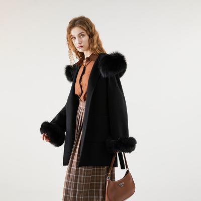 China Y2K Fashion Style Anti-wrinkle Long Real Fox Fur Collar Women Long Jacket Coat for sale