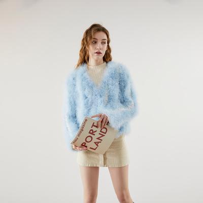 China Wholesale Winter Fashion Design Anti-wrinkle Feather Jacket Warm Fluffy Turkey Coat for sale