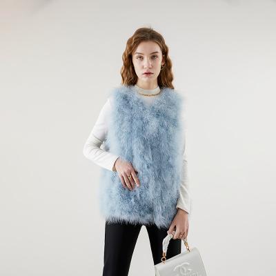 China Anti-wrinkle fashion design lovely ostrich feather vest warm fluffy coat for sale