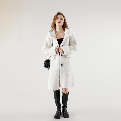 China Anti-wrinkle fashion design real lambskin wool leather coats long wool coat with fur for ladies for sale