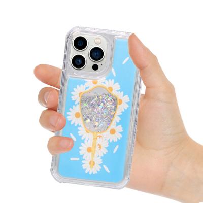 China Shockproof TPU PC 3 in 1 Girls Phone Case Shockproof Quicksand Phone Case For iPhone for sale