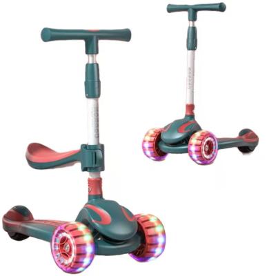 China 2022 PU factory wholesale foldable portable 3 wheels kids scooter with seat kids kick foot scooter for sale