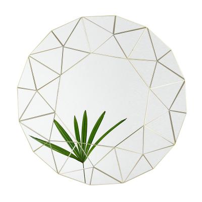 China Modern Decorative 3D Metal Mirror Eco-friendly Designer Mirror Wall Views Hd Geometric Wall Mirror Gold For Living Room Restaurant for sale