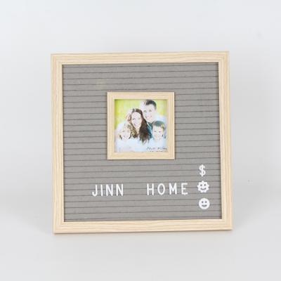 China Environmental Friendly Felt Oak Wood Letter Board With Changeable Letter Wedding Decoration Photo Frame for sale