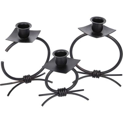 China Classic Black Color Home Decoration 2PCS Set Small Wrought Iron Candle Tea Light Holder for sale