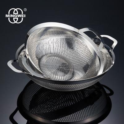 China MINGWEI Kitchen Stainless Steel Viable Micro-perforated Colanders Colanders Heavy Duty Strainers For Draining Pasta for sale