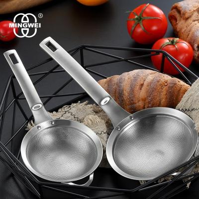 China Perforated MINGWEI Mesh Strainer Stainless Steel Soybean Milk Strainer Scoop Viable Ultra-fine Skimmer Strainer Spoon for sale