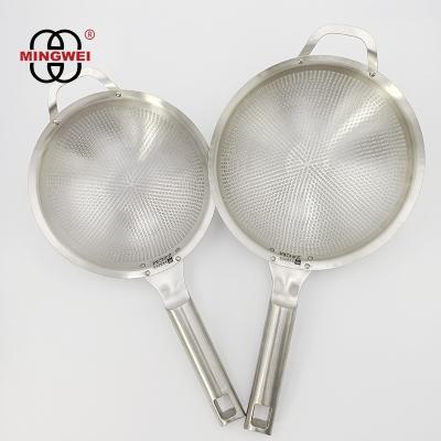 China MINGWEI Extra Large Mesh Sieve Food Strainer Viable Stainless Steel Colander Fine Fryer Sieve With Long Handle for sale