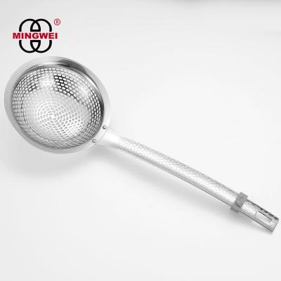 China MINGWEI Stainless Steel Food Strainer Large Scoop Strainer Viable Skimmer Notched Spoon for sale