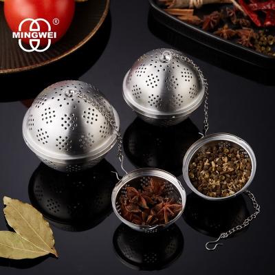 China MINGWEI Spice Ball Viable Extra Large For Cooking Spice Ball Spice Infuser Tea Ball Seasoning Filter With Extended Chain Hook for sale