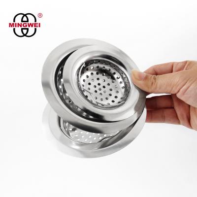 China MINGWEI Sustainable Sink Strainer Stainless Steel Kitchen Sink Drain Strainer With Big Wide Rim for sale