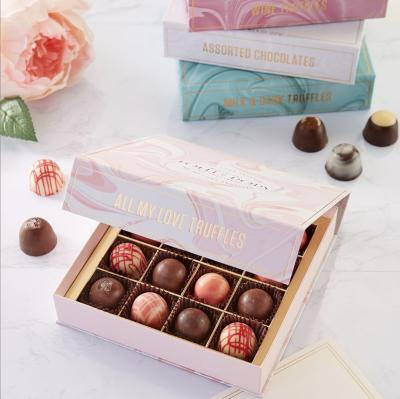 China Recyclable Magnetic Paper Chocolate Packaging Gift Boxes With Divider Cardboard Customized Empty Wedding Chocolate Boxes for sale