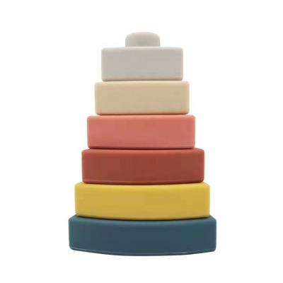 China Silicone Silicone Triangle Stacking Toy Triangle Baby Toy Triangle Stacker Toy 6pc Set for sale