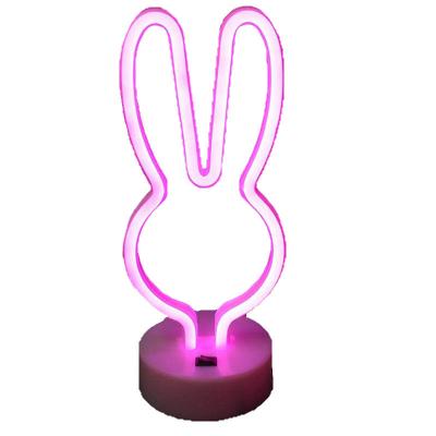 China Hot Sale Lovely ROOM Pink LED Signs Lamp with Battery and USB Operated Rabbit Head Neon Lights for Home Decoration for sale