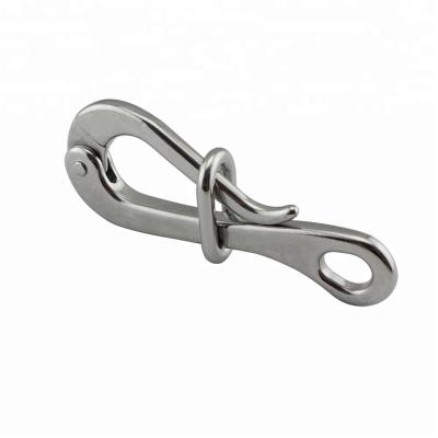 China Heavy Industry 4 Inch Quick Release Eye 316 Stainless Steel Rectangle Locked Ring Folding Pelican Hook For Fishing Boat for sale