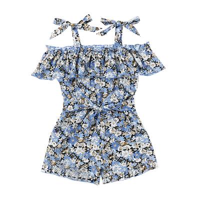 China Floral Girl's Overallsshorts Halter Romper Kid Summer Western Style One-Shoulder Flower Breathable Shorts for sale