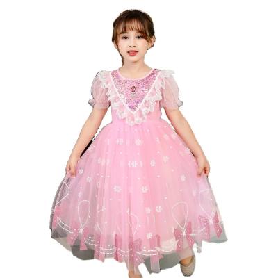 China Queen Elsa Long Dresses Snow Cosplay Dress BlingBling Cosplay Halloween Princess Girl Birthday Party Deluxe Princess Dress for sale