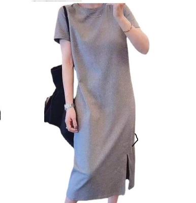 China Wholesale Factory Price Medium Women's T-shirt Dress Solid Color White Version Breathable Short Casual Loose Long Sleeve Dress for sale