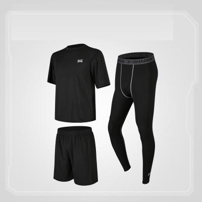 China Men's Running Fitness Sport Wear Breathable Gym Sportswear Jogging Compression Baselayer Performance Active Workout 3 PC Set for sale