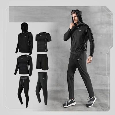 China Jogging Workout 6 PC Set Men's Performance Tracksuits Sweatsuit Gym Sportswear Active Workout Fitness Breathable Running Set for sale