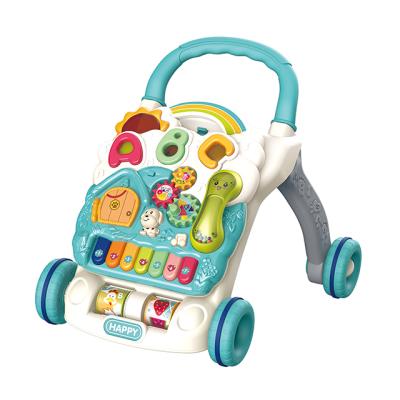 China Multifunctional Anti-rollover Safety Trolley Baby Phone Musical Plastic Troller Learning Folding First Walker 66*11.5*45cm for sale