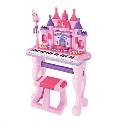 China Toy Kids Multi-Function Castle Keyboard Battery Operated Electronic Piano Plays Plastic Musical Instrument Microphone Organ Toys With Stools Toy Set for sale