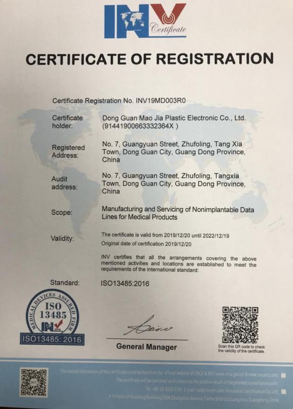 ISO13485 - Dongguan Maojia Plastic Electronics Co., Ltd.