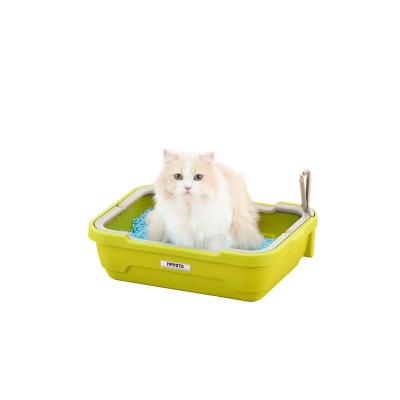 China Wholesale Custom New Design Stocked Eco-Friendly Durable Cat Litter Box With Garbage Scoop Cat Litter Tray Cat Toilet for sale