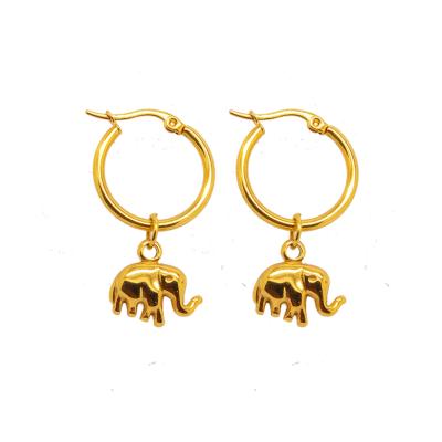 China Olivia New Collection Stainless Steel gold huggie circle lead nickel free earrings with charm dangle elephant circle earrings for women for sale