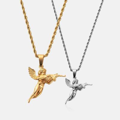 China Lead& Nickel Free Jewelry Angel Hiphops Necklace Revenge Cupid Mens Stainless Steel Pendant Necklace for sale