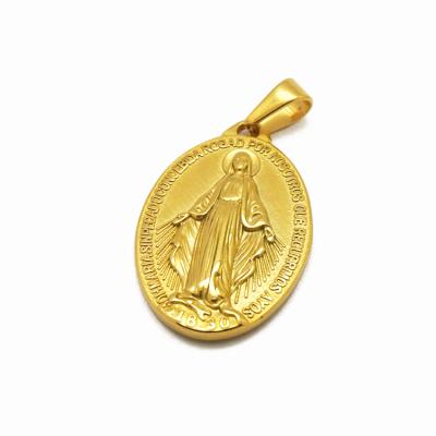 China Lead& Nickel Free Wholesale Stainless Steel Gold Plated To Charm Jewelry Religious Virgin Mary Pendant for sale