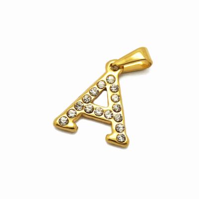 China Lead& Olivia Stainless Steel Gold Letter Charm Rhinestone A Design Nickel Free Pendant Chain Alphabet for sale