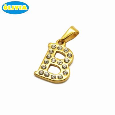 China Wholesale Bulk Design FASHIONABLE Glitter Stainless Steel Alphabet Diamond Pendant for sale