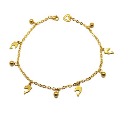 China Trendy Bohemia Style Summer Jewelry Gold Plated Dolphin Charm Anklet Chain Jewelry for sale