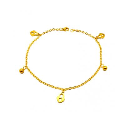 China Olivia Design Women Beach Foot Charm Anklet Jewelry Lock Charm Stainless Steel Chain Gold Plated Anklet for sale