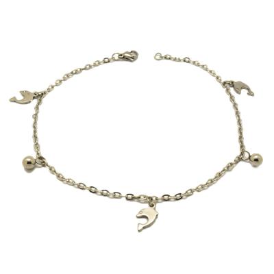 China Custom Wholesale Women Stainless Steel Accessories Dolphin Bulk Bracelet Silver Anklet Chain Nickel Free for sale