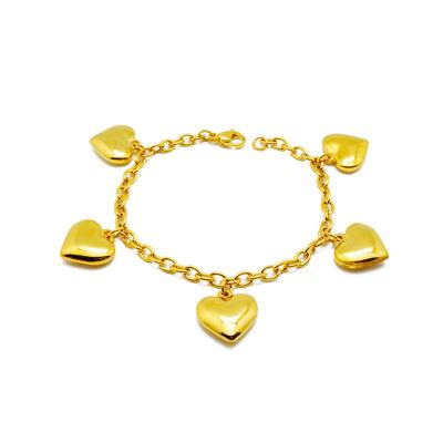 China Cute 24K Gold Plated Big Heart Charm Cute Girls Pendant Bracelet Anklet for sale