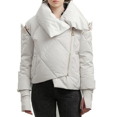 China Windproof Custom Design OEM Duck Down Feather Jacket Winter Padded Down Coat Women's Fluffy Coat for sale