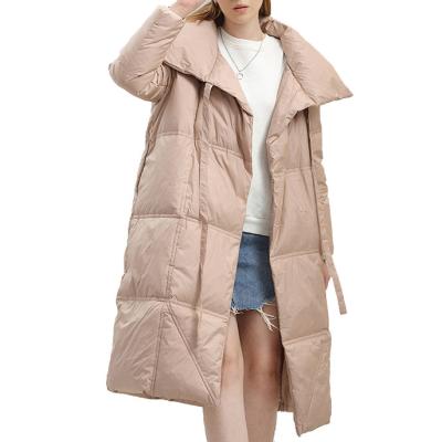 China 2022 New Design Customization Windproof OEM Customization White Duck Down Stripper Coat Women Long Down Jacket for sale