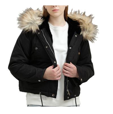 China wholesale oem faux fur collar customized parride coated cotton padded jacket women for sale